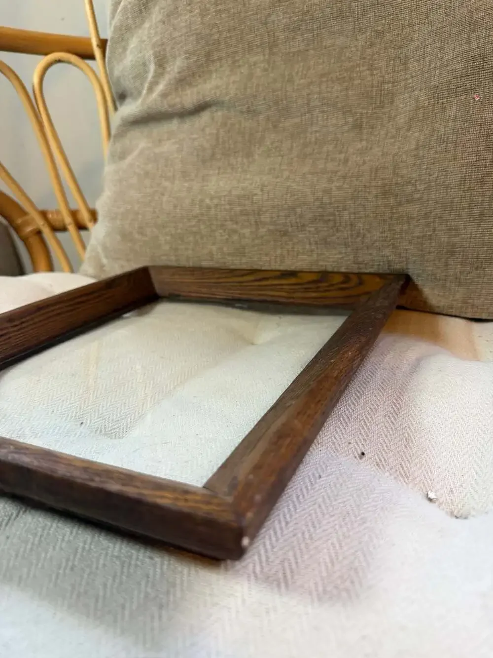 Vintage Solid Oak Wood Picture Frame Dark Wood Grain with Glass